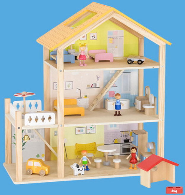 원목 대형 3층 인형의집 돌하우스 소꿉놀이 역할놀이 인지발달 완구, 비가 3층 인형의집, 1개