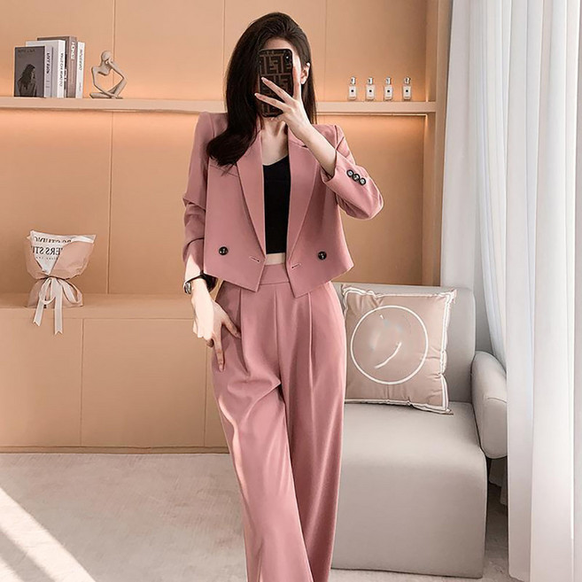 지고다그 여성 봄가을 세련된 자켓 슬림핏 팬츠 수트 세트 스타일 SX70350