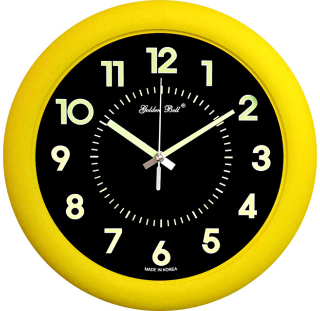 [골든벨시계] m야광 무소음 벽시계 32cm (6종), 노랑(4071)