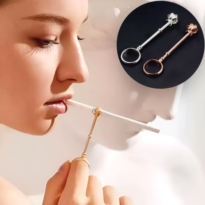 휴대용 연초 담배집게 손가락 홀더 반지 담뱃대, 1개, 장미실버