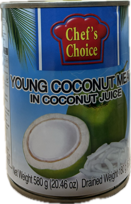 영코코넛미트 영코코넛 Young Coconut Meat in coconut Juice worldfood, 580g, 1개