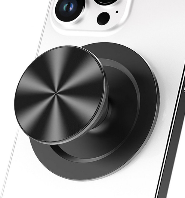 3배 티타늄 자석 맥세이프 그립톡 홀더 스마트톡 핸드폰 핑거링 거치대, 1개, 블랙