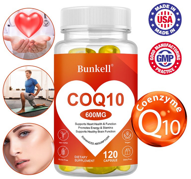 COQ10 보충제 600mg | 식물성 포뮬러 | 글루텐 프리 | 심장과 에너지 대사를 위한 일일 영양 공급, 1개, 120회분