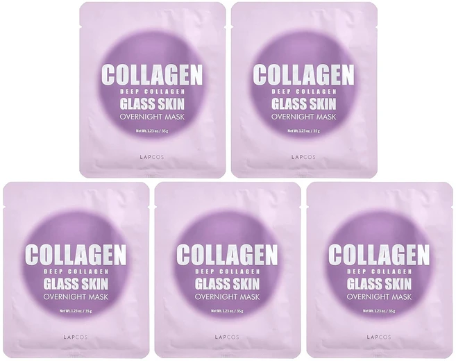 라프코스 딥 콜라겐 글래스 스킨 오버나이트 뷰티 마스크 4매 각 35g LPC-02567 - 쿠팡