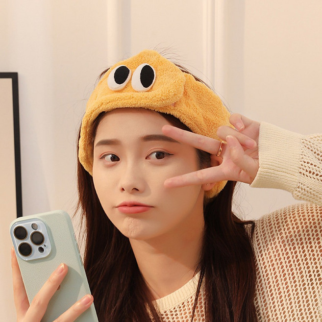 모아무어 큐티왕눈 남여공용 세안 헤어밴드, 1개, 옐로우