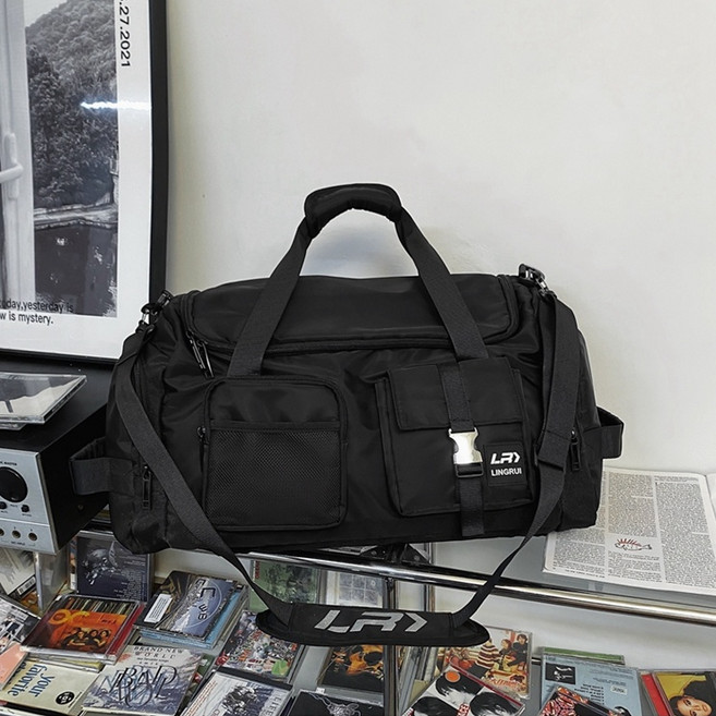 多層次機能 獨立鞋倉 防水隔層 戶外休閒手提後背兩用包 大容量 健身包, 黑色, 1個