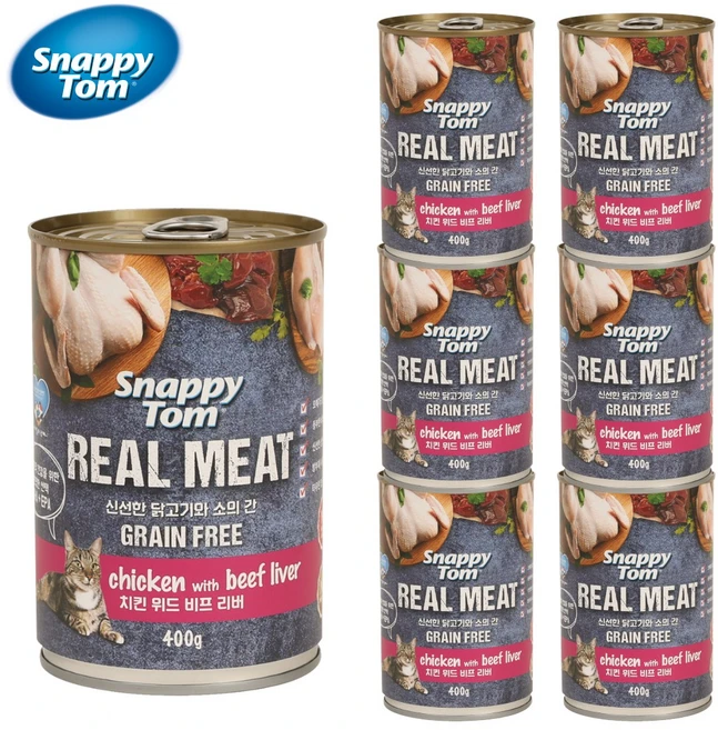 스내피톰 고양이 습식 주식 캔 대용량, 치킨비프, 400g, 6개 - 쿠팡