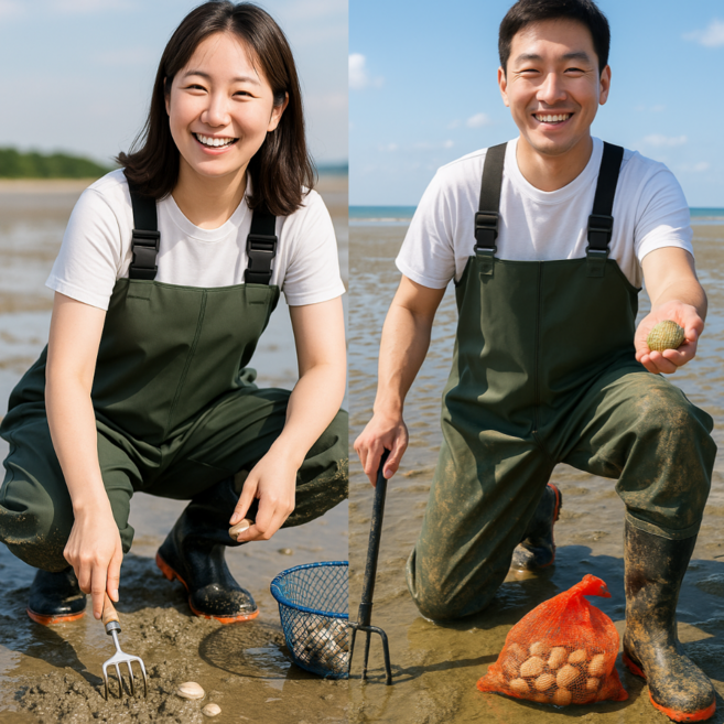 갯장군 해루질 가슴장화 전신 슈트 장화 갯벌 체험, 230, 카키