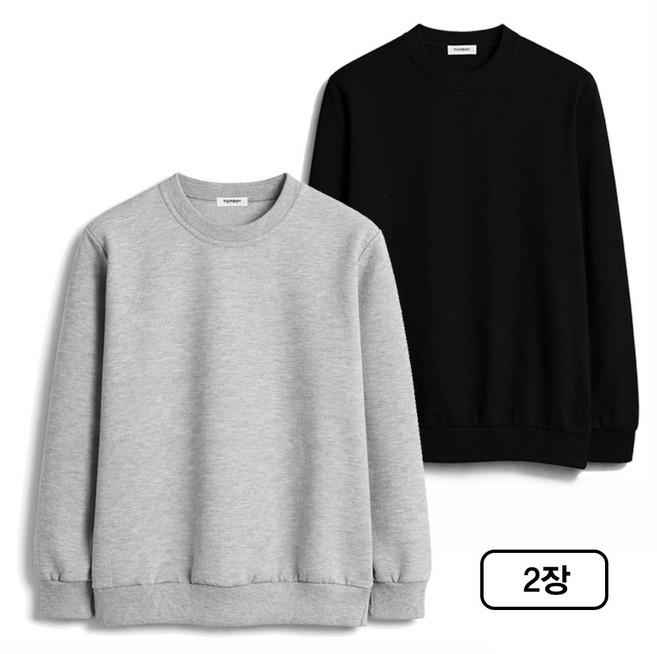 탑보이 2장 세트 국내생산 특양면 무지 맨투맨 빅사이즈 M-5XL (SCC5223PT)