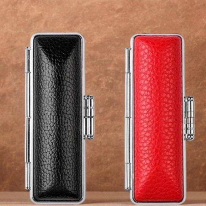 1+1 소중한 인감도장 파손방지 인주포함 인조가죽 은장 하드케이스 지갑, 블랙+레드