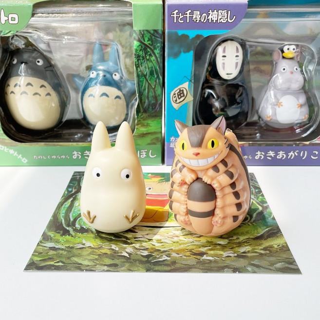일본 지브리 토토로 보우 오뚝이 고양이버스 가오나시 캐릭터 피규어, 하얀토토로&고양이버스, 1개