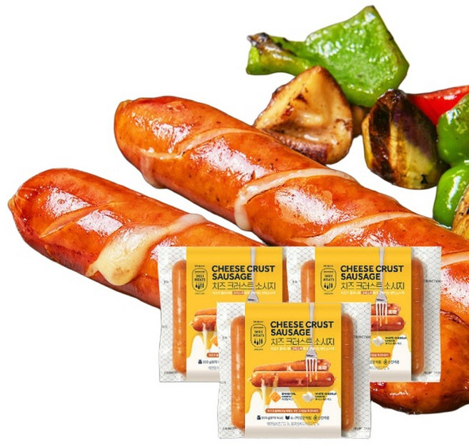 존쿡 델리미트 BEST 치즈 크러스트 소시지 300g x3팩 / 바베큐 크리스피 소세지, 3개