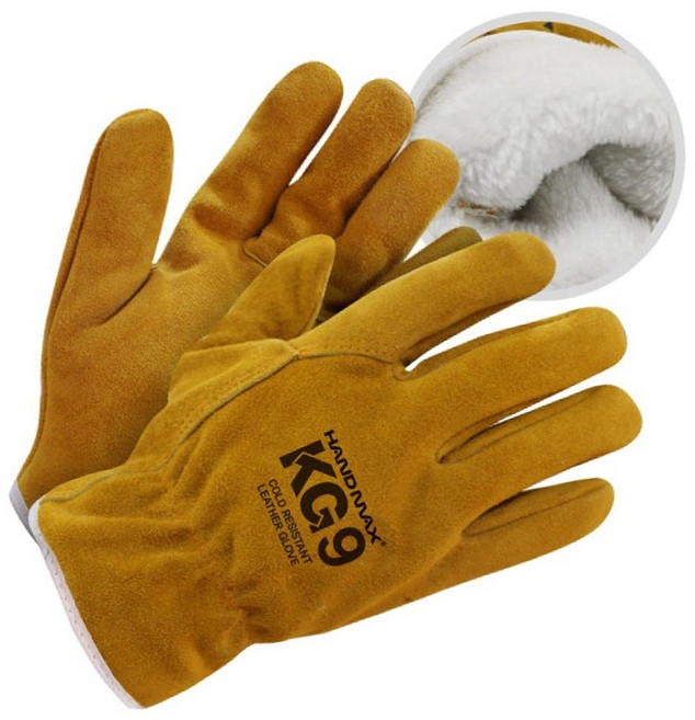 핸드맥스 KG9 프리미엄 소가죽 기모 장갑 캠핑 군인 털장갑