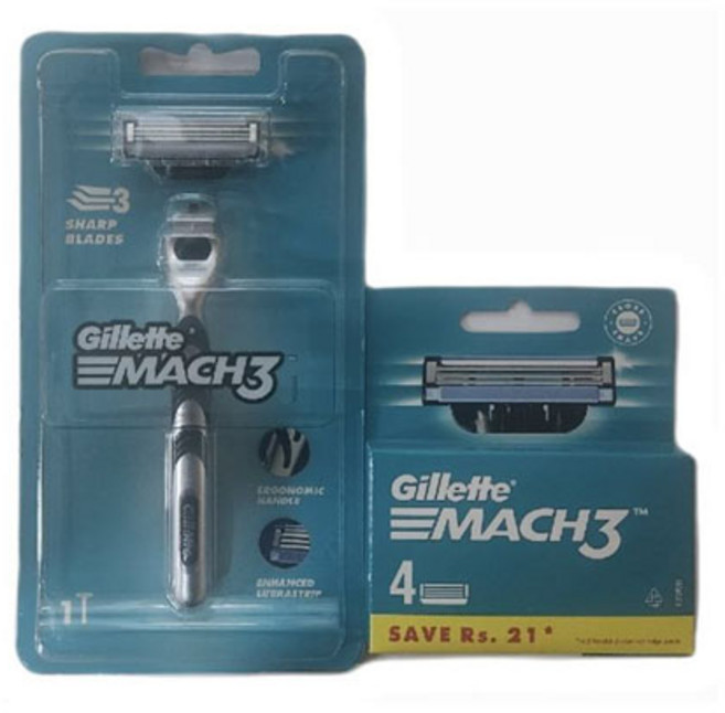 질레트 마하3 세트, 1세트, 마하3 본체 + 면도기 날 4p