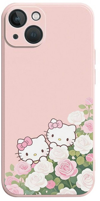 헬로키티 두 마리와 꽃 갤럭시 아이폰 폰케이스