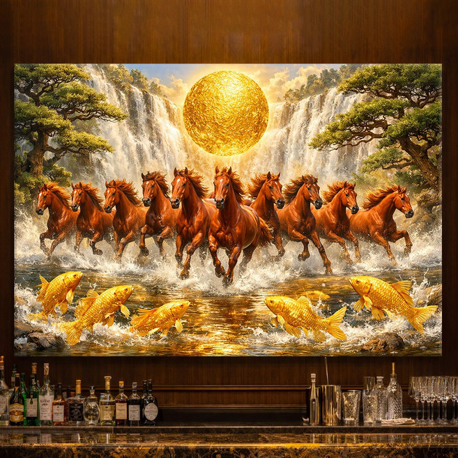 세잔느화실 2026 돈들어오는 병오년 붉은말 7종 말그림 새해 신년 그림 풍수 인테리어 캔버스 액자 합격 승진 출산 개업 선물 현관 복도 벽 대형 동물그림, 캔버스액자 (37x53cm)