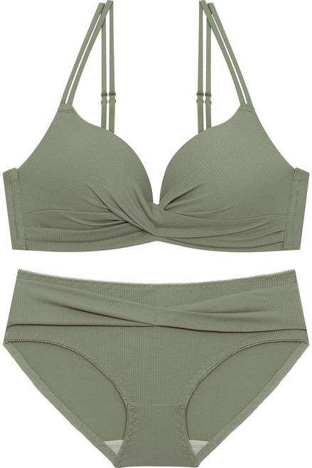 셔링무드 노와이어 푸쉬업 AA컵 볼륨 브라팬티세트