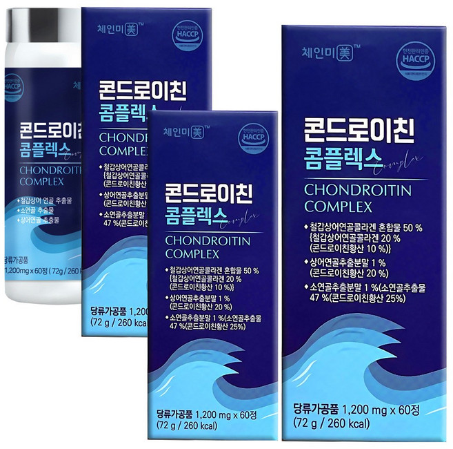 철갑상어 콘드로이친 1200 mg 소연골 상어연골 콤플렉스 추석 명절 부모님 지인 건강 선물 추천, 3개, 60정