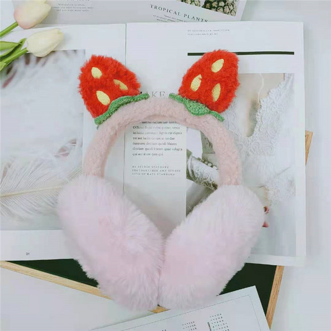 딸기 이어백 여성은 겨울 부동액 귀마개 여성 겨울 이어백 여성 겨울 귀여운 한국어 버전을 접을 수 있습니다