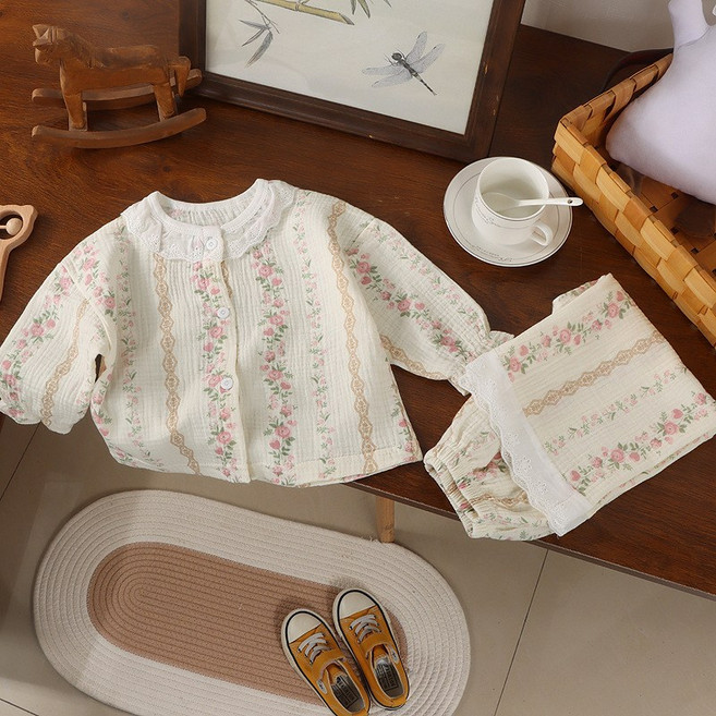 [KC인증 당일출고]아리앤하트 여아 플라워베어 코튼파자마