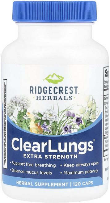 RidgeCrest Herbals ClearLungs® 엑스트라 강도 캡슐 120정, 1개