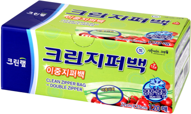 크린랲 크린지퍼백, 중(M), 120개입, 1개