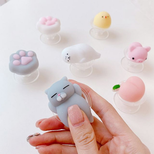 Linkvu 말랑 모찌 애니멀 투명 폰톡 스마트톡 jun+0390mk, 모찌폰톡_병아리, 본상품선택, 모찌폰톡_병아리
