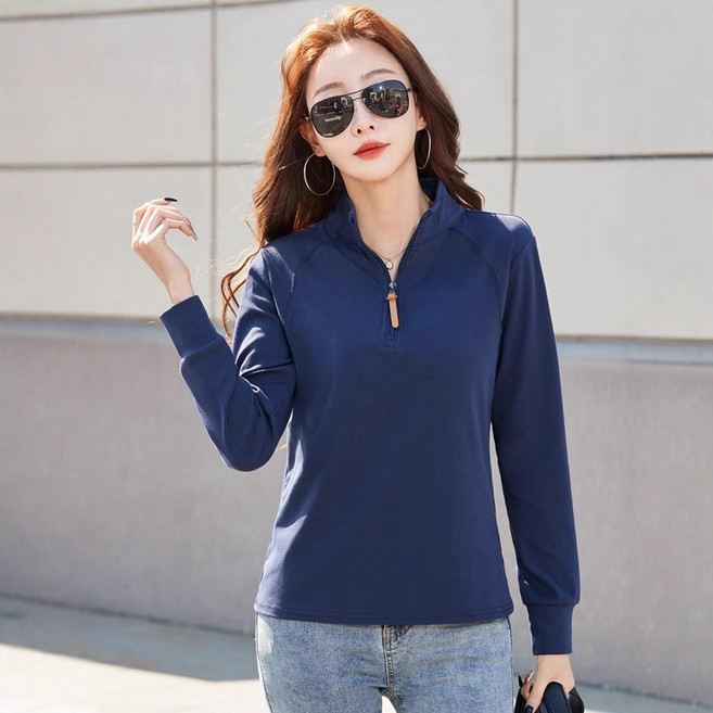 Luminax 여성 긴팔티셔츠 봄가을 반집업 면티긴팔 루즈핏 상의