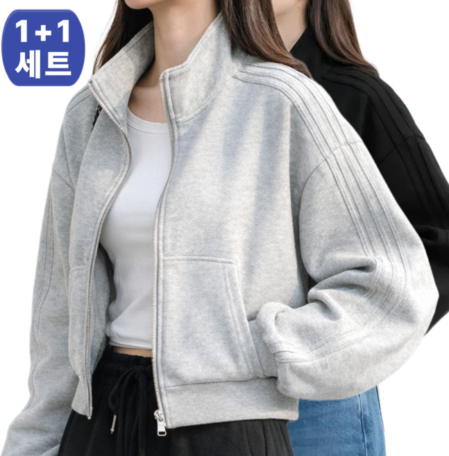 민채앤코 여성 간절기 루즈핏 세미크롭 집업 봄 오버핏 데일리 꾸안꾸 자켓