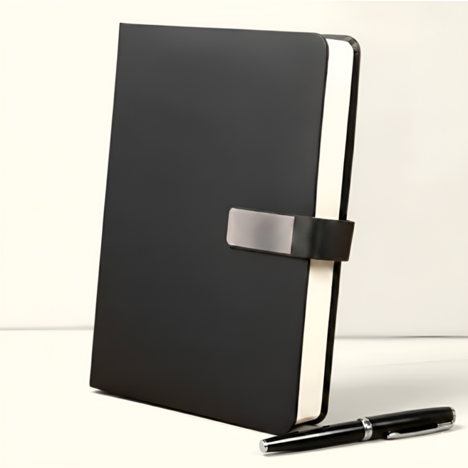 루브앤 A5 심플버클 가죽 다이어리, 1개, 블랙