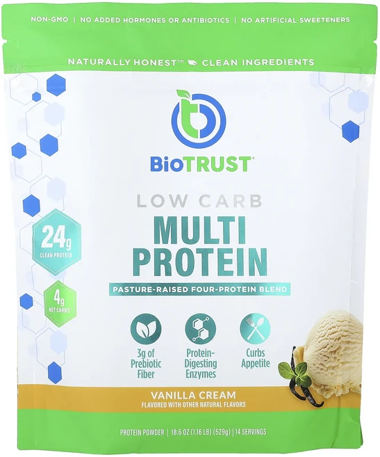 새해 건강을 선물하세요 BioTRUST 저탄수화물 종합단백질 바닐라 크림 529g(1.16lb) 특별관리진행, BioTRUST저탄수화물종합단백질바닐라크림529g116, 1개 - 쿠팡