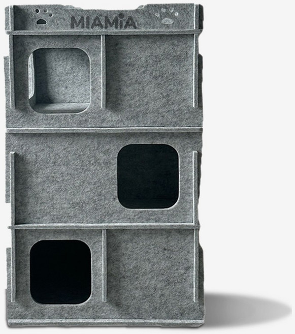 MIAMIA 미로 4층 팰트 터널 고양이 숨숨집 대형 장난감, 마블그레이, 1개