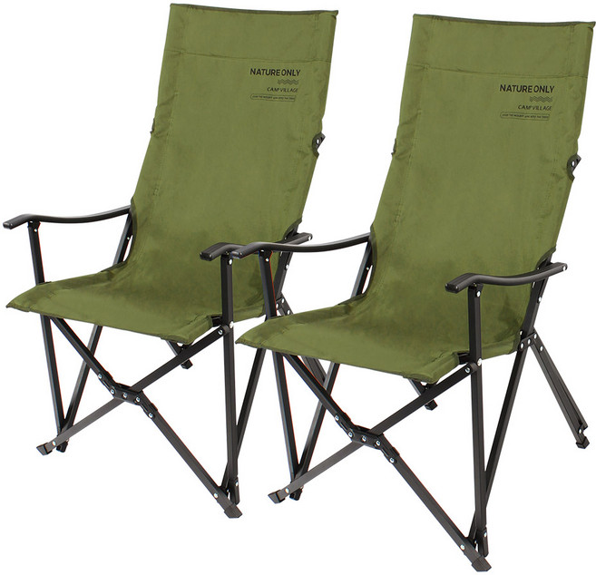 캠프빌리지 네츄럴 롱 릴렉스 체어 + 보관가방 세트 2개, 카키, 2세트