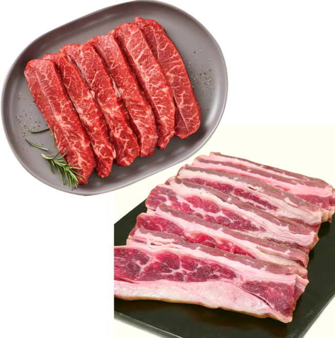 [빌리푸드] 청정 수입 소고기 부채살200g+우삼겹200g 구이용, 400g, 1세트