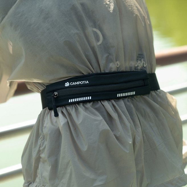 캠포티아 러닝벨트 러닝백 마라톤가방 조깅 운동용 허리밴드 허리색, 블랙, 1개