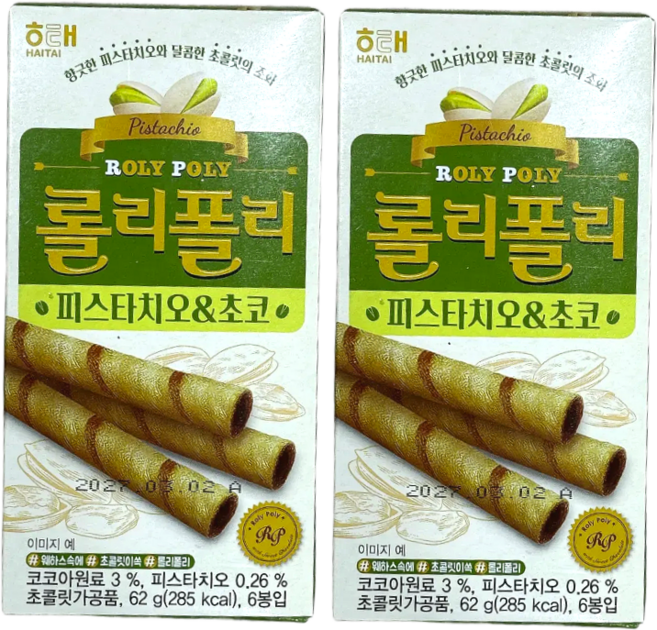 해태제과 롤리폴리 피스타치오&초코맛, 2개, 62g