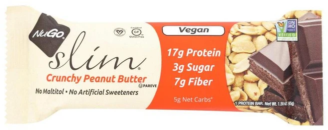 NuGo 영양 바 - 슬림 - 바삭한 땅콩 버터 - 45.1g(1.6온스) 바 - 12개 케이스, 누고 영양 바 슬림 바삭한 버터 45.1g1.6온스 1, 1개, 45.1g - 쿠팡