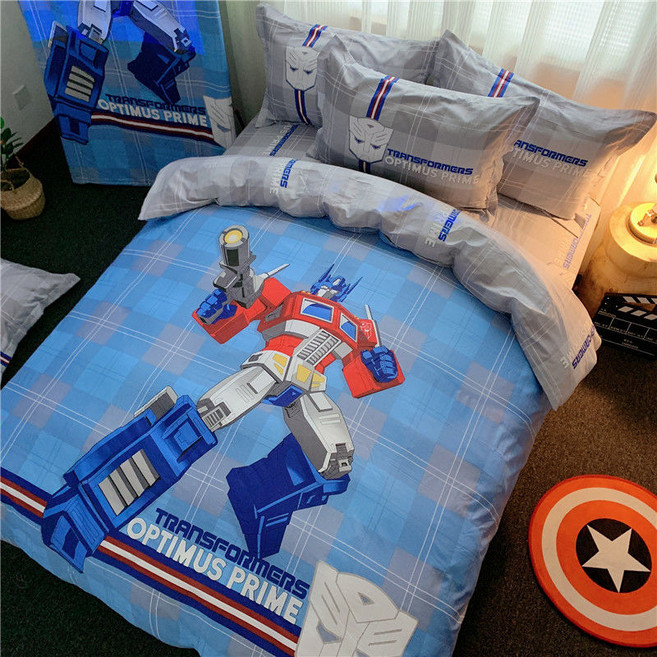 온면 만화 4종 세트 소년 순면 어린이 3종 세트 침대 시트 이불 세트 도라에몽 짤랑짤랑 침대용품, 아이언맨 블루