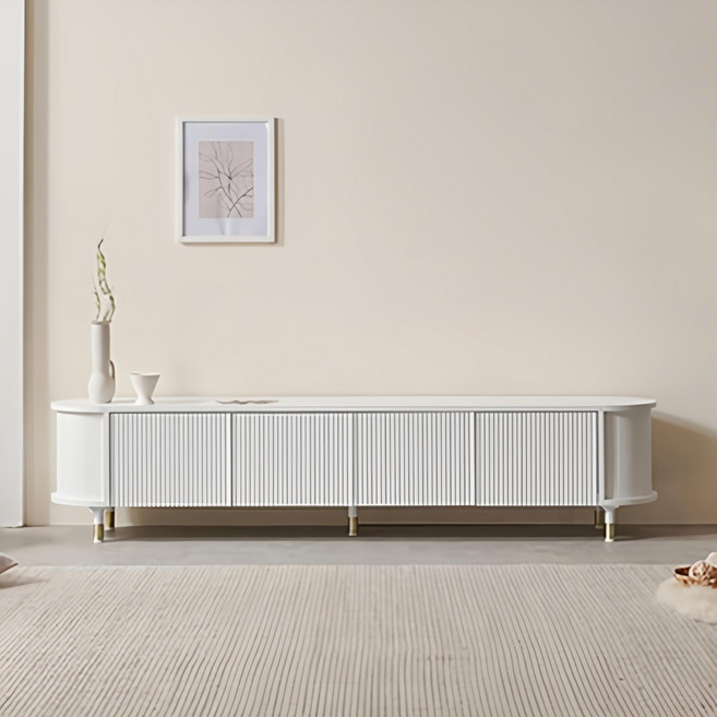 파로마 클래시 템바보드 수납도어 TV 거실장 방문설치, 내추럴 화이트