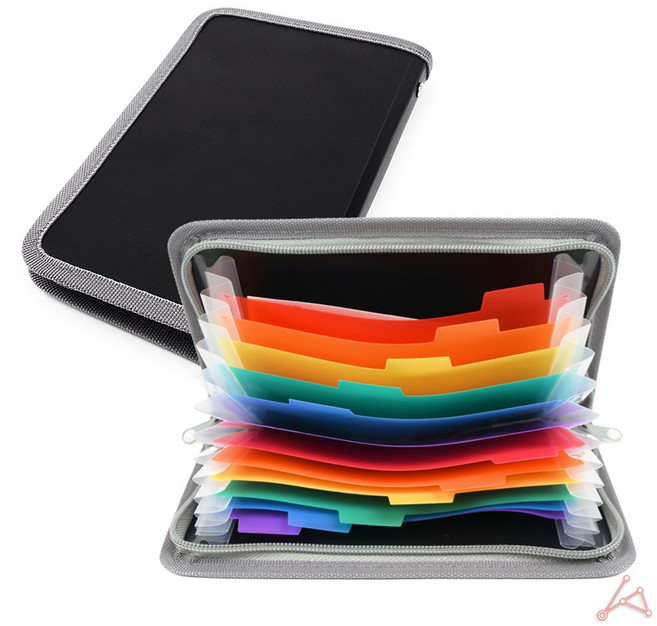 마루마켓_ 영수증 아코디언 바인더로 쉽고 깔끔하게 보관 정리 영수증 아코디언 바인더, 1세트, 회색테두리 무지개속지