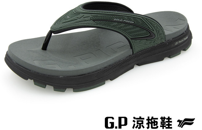 G.P 男款 G-tech Foam 舒適高彈人字拖鞋, G9-軍綠,41