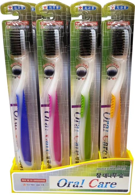 참대나무숯칫솔 (24개) 4가지색상, 1개입, 24개 - 쿠팡