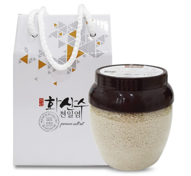 신안 화산수 천일염 함초소금 저염도 건강소금 답례품 400g 1+1