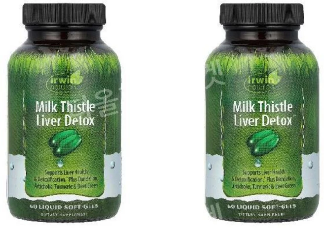 2개 어윈내추럴스 MilkThistle Liver Detox 밀크시슬 밀크티슬 실리마린 비타민씨 비타민C 아마씨오일 60정, 1개 - 쿠팡