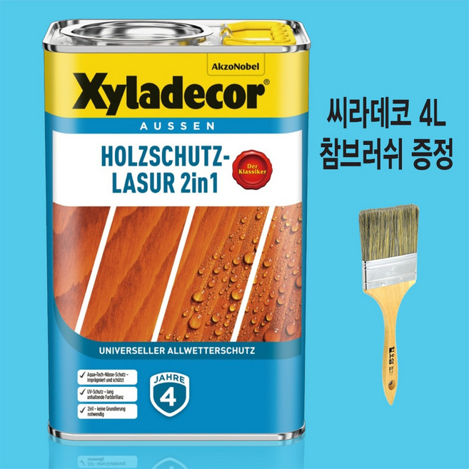 씨라데코 오일스테인 4L (유성/외장용) 오일스텐 우드스테인, 1개, 소나무색