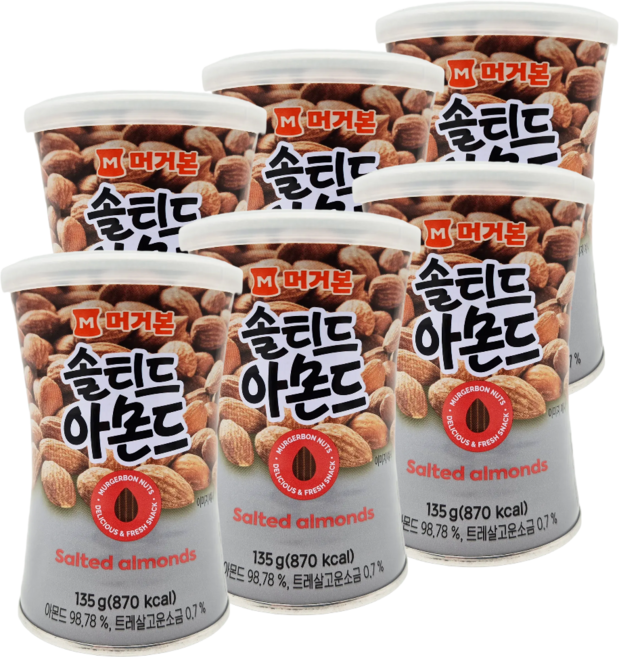 머거본 솔티드 아몬드, 135g, 6개