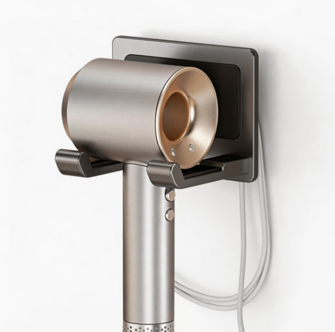 궁금한공작소 무타공 알미늄 헤어드라이기 거치대, 1개, 그레이