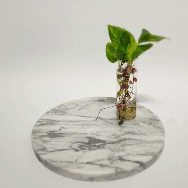 천연대리석 원형 트레이 고급인테리어/프리미엄 감성소품, 비앙코