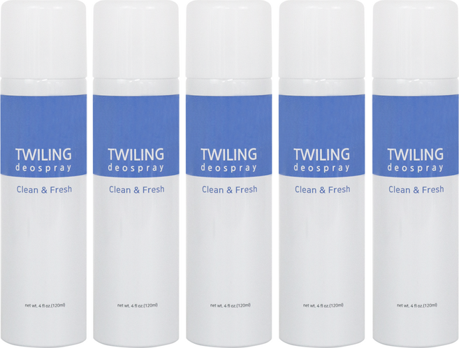트윌링 발 겨드랑이 땀 냄새 제로 데오드란트 쿨링 스프레이, 5개, 120ml