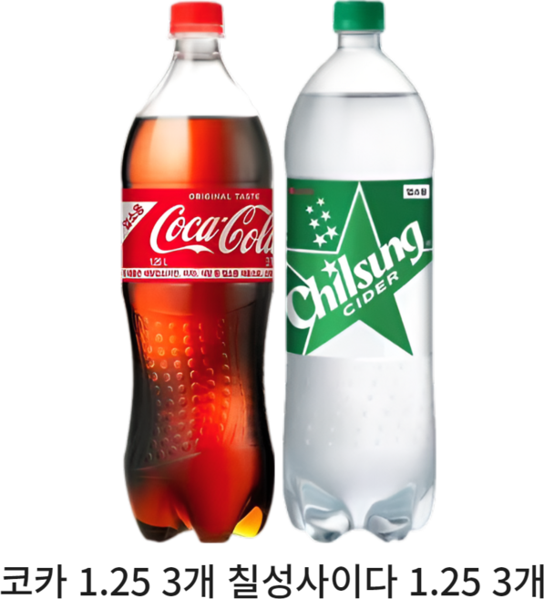 코카콜라 1.25L 3개입 + 칠성사이다 1.25L3개입, 1세트